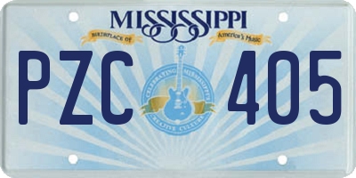 MS license plate PZC405