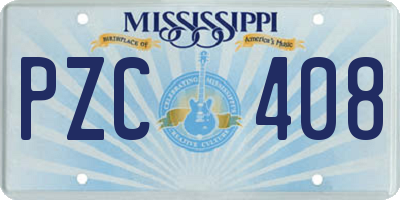 MS license plate PZC408