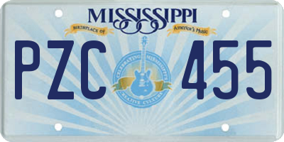 MS license plate PZC455