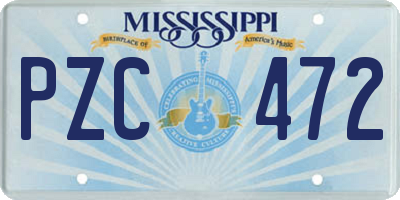 MS license plate PZC472