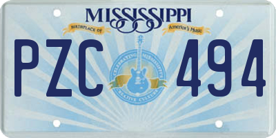 MS license plate PZC494