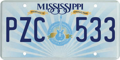 MS license plate PZC533