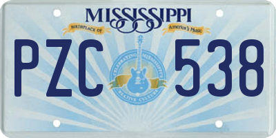 MS license plate PZC538