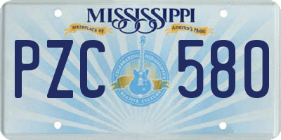 MS license plate PZC580