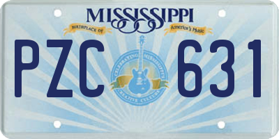 MS license plate PZC631