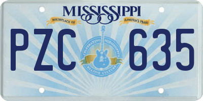 MS license plate PZC635