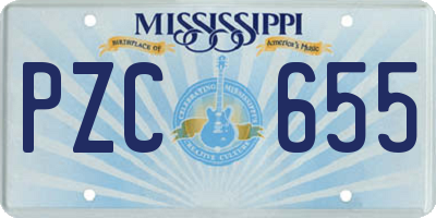 MS license plate PZC655