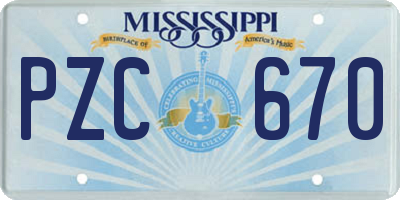 MS license plate PZC670