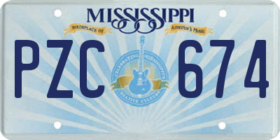 MS license plate PZC674