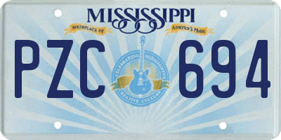 MS license plate PZC694