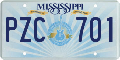 MS license plate PZC701