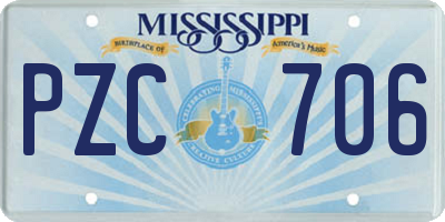 MS license plate PZC706