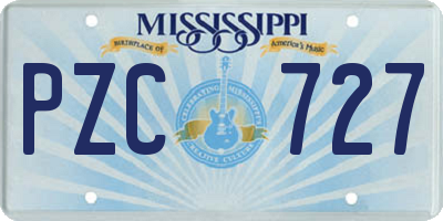 MS license plate PZC727