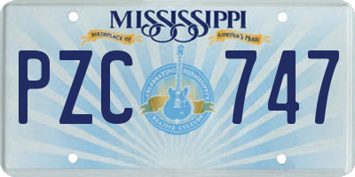 MS license plate PZC747