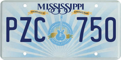 MS license plate PZC750
