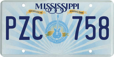 MS license plate PZC758