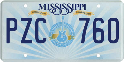 MS license plate PZC760