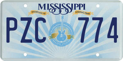 MS license plate PZC774
