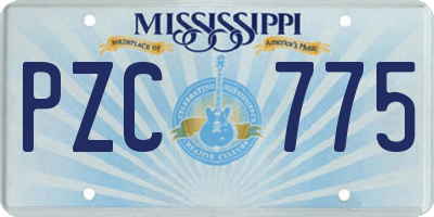 MS license plate PZC775