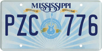 MS license plate PZC776