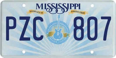MS license plate PZC807