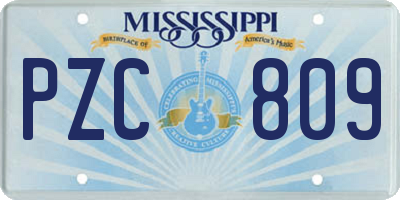 MS license plate PZC809