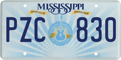 MS license plate PZC830