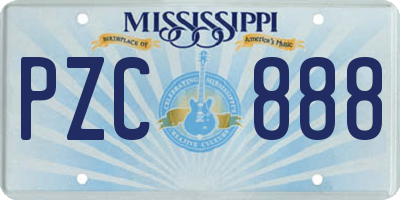 MS license plate PZC888
