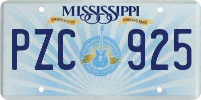 MS license plate PZC925