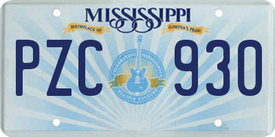 MS license plate PZC930