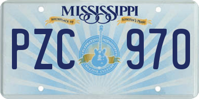 MS license plate PZC970