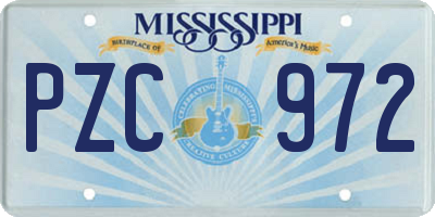 MS license plate PZC972