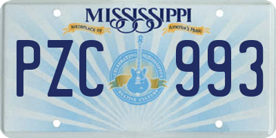MS license plate PZC993