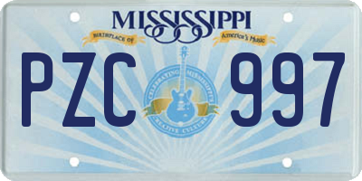 MS license plate PZC997