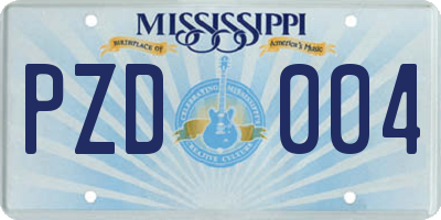 MS license plate PZD004