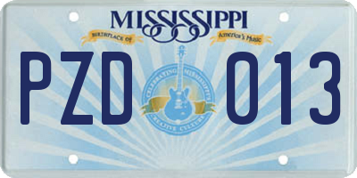 MS license plate PZD013