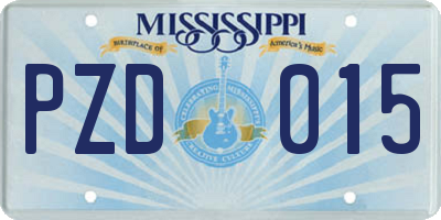 MS license plate PZD015