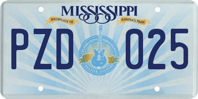 MS license plate PZD025