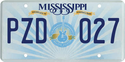 MS license plate PZD027