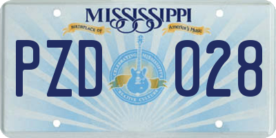 MS license plate PZD028