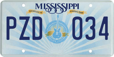 MS license plate PZD034