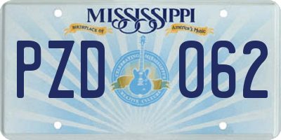 MS license plate PZD062