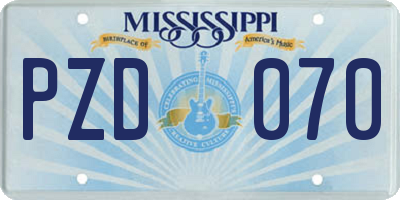 MS license plate PZD070