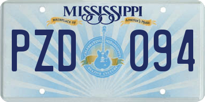 MS license plate PZD094