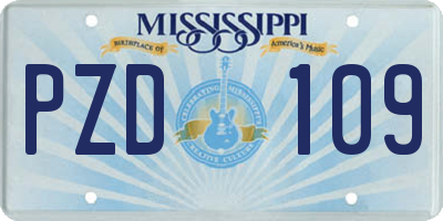 MS license plate PZD109