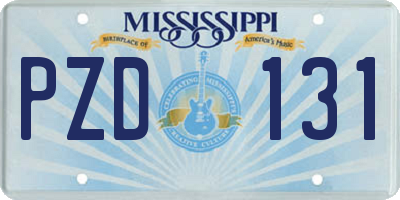 MS license plate PZD131