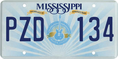 MS license plate PZD134