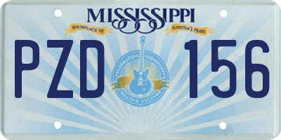 MS license plate PZD156