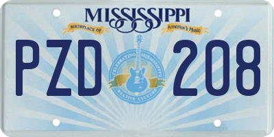 MS license plate PZD208