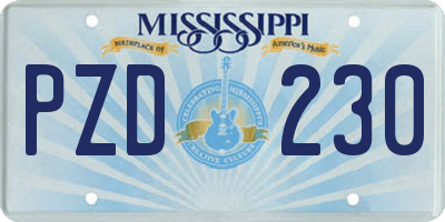 MS license plate PZD230